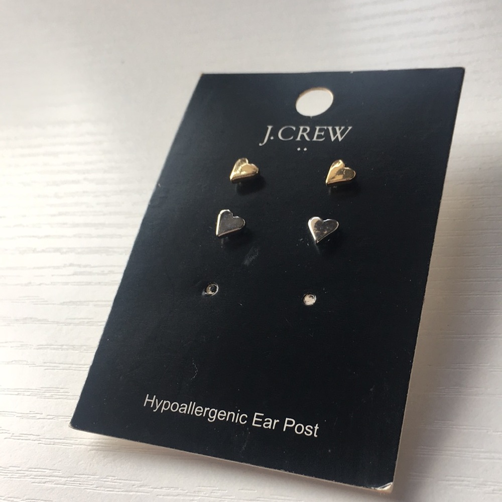 J.crew gold and silver heart earrings
